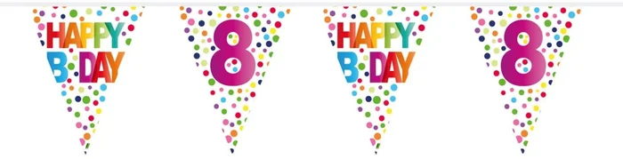 Vlaggenlijn Confetti 8 jaar, 10mtr.