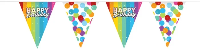 Vlaggenlijn Rainbow Happy Birthday, 6mtr.