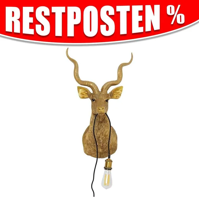 Wandleuchte Ziege in Gold – ca. 45 cm x 74 cm