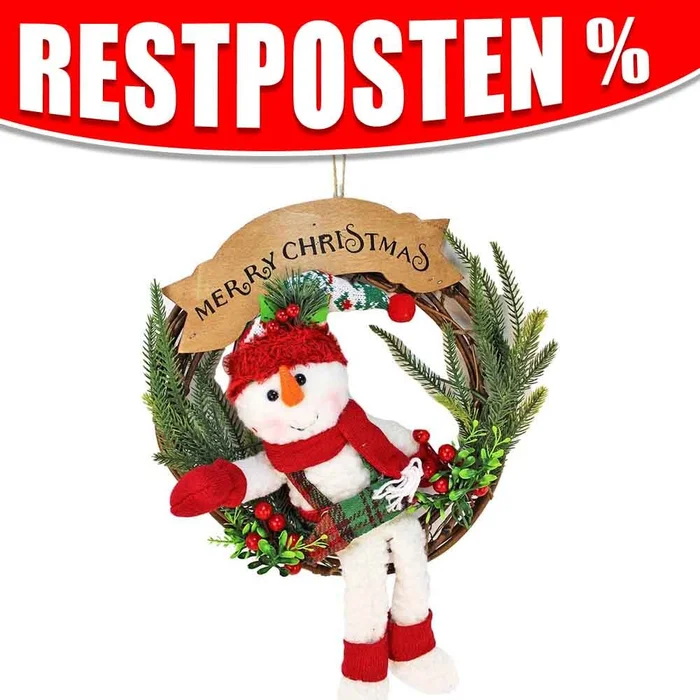 Weihnachts Deko Kranz mit Schneemann – ca. 33 x 46 cm