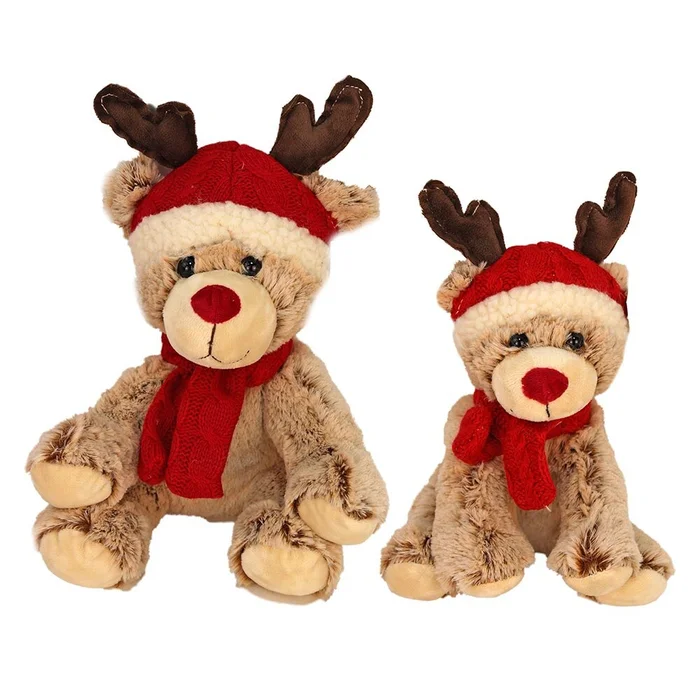 Weihnachtsteddy mit Rentierohren in braun