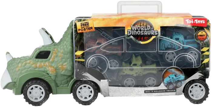 World of Dinosaurs Dinotruck met 3 Pull-back Auto’s
