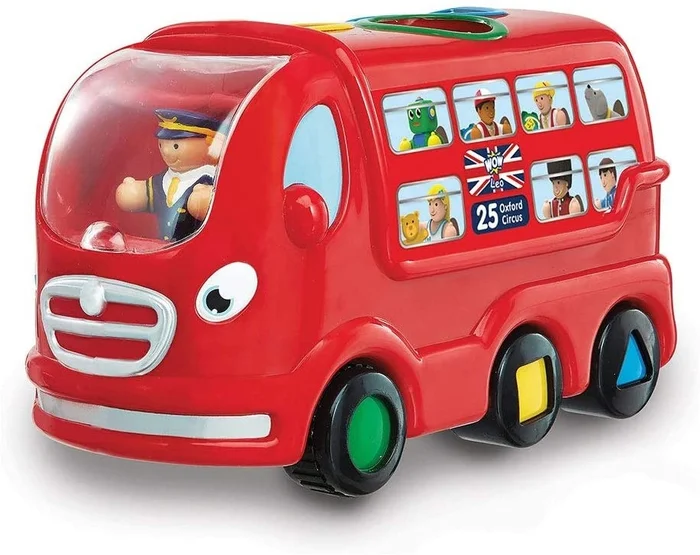 WOW Toys 10720 London Bus Leo Kleinkindspielzeug für Kinder von 1-5 Jahre, Red/Yellow/Blue/Green