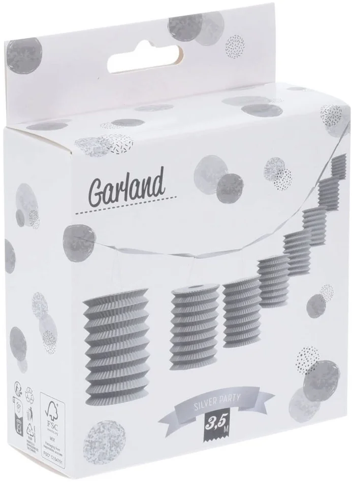 Zilveren Lampion Slinger, 3.5 meter